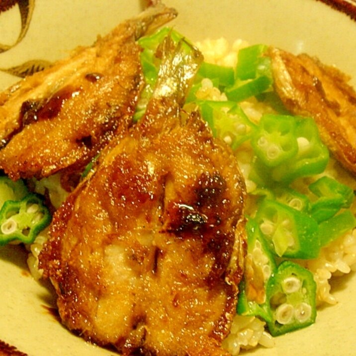 鰯とオクラの丼